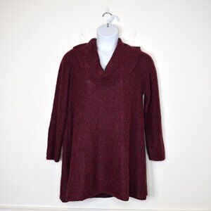 Modcloth Tunic Sweater Sz 1X Cowl Neck Metallic Wool Blend Christmas Holiday